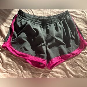 Reebok Women's Athletic Shorts in Dark Grey with Pink Trim